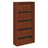 HON 10700 Series Wood Bookcase, Five-Shelf, 36w x 13.13d x 71h, Cognac