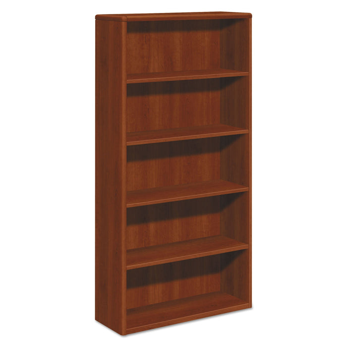 HON 10700 Series Wood Bookcase, Five-Shelf, 36w x 13.13d x 71h, Cognac