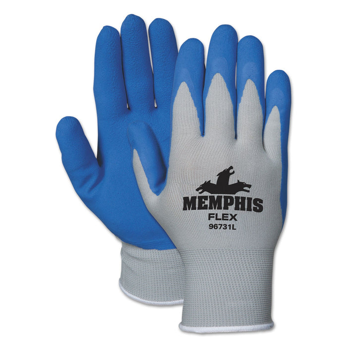 MCR Memphis Flex Seamless Nylon Knit Gloves, X-Large, Blue/Gray, Pair