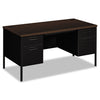 HON Metro Classic Series Double Pedestal Desk, Flush Panel, 60" x 30" x 29.5", Mocha/Black