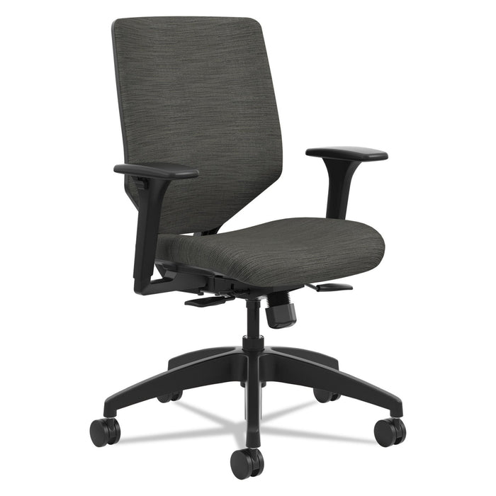 HON Solve Series Upholstered Back Task Chair, Supports Up to 300 lb, 17" to 22" Seat Height, Ink Seat/Back, Black Base