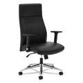 HON Define Executive High-Back Leather Chair, Supports 250 lb, 17" to 21" Seat Height, Black Seat/Back, Polished Chrome Base