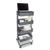 Vertiflex Adjustable Multi-Use Storage Cart and Stand-Up Workstation, 15.25" x 11" x 18.5" to 39", Gray