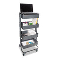 Vertiflex Adjustable Multi-Use Storage Cart and Stand-Up Workstation, 15.25" x 11" x 18.5" to 39", Gray