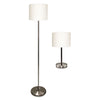 Ledu Slim Line Lamp Set, Table 12 5/8" High and Floor 61.5" High, 12"; 6"w x 61.5"; 12.63"h, Silver