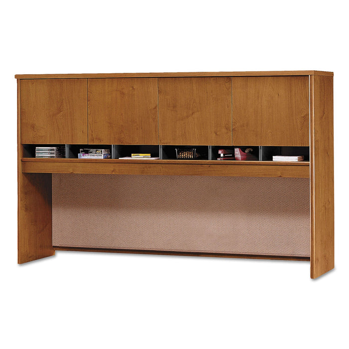 Bush Series C Collection 4 Door 72W Hutch, Box 2 of 2, 71.13w x 15.38d x 43.13h, Natural Cherry/Graphite Gray