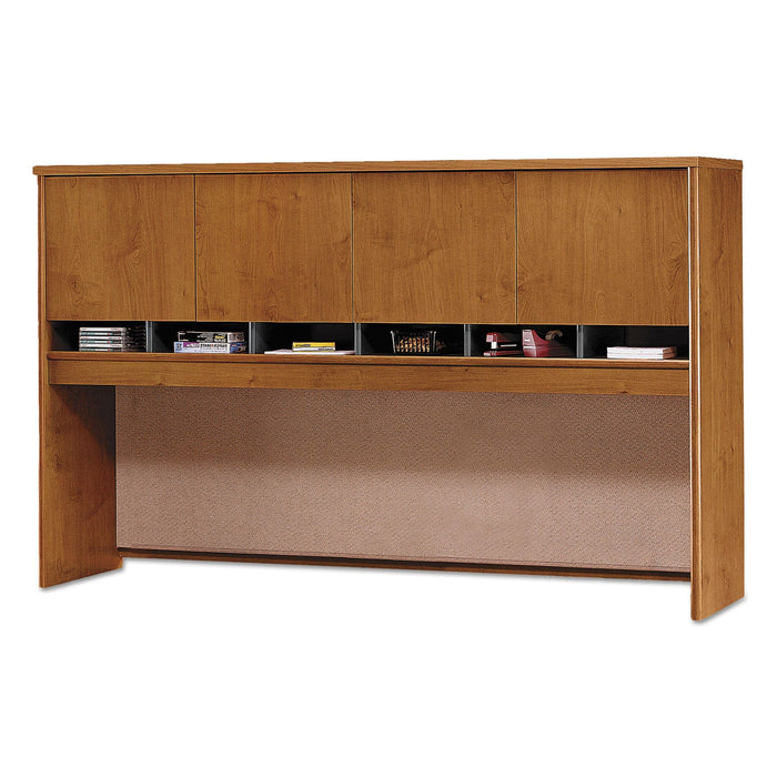 Bush Series C Collection 4 Door 72W Hutch, Box 1 of 2, 71.13w x 15.38d x 43.13h, Natural Cherry/Graphite Gray