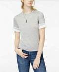 Self Esteem Juniors Contrast Stripe Ruffle-Sleeve T-Shirt by Vanessa Jane