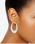 And Now This Large Silver Plated Polished Graduated Puff Medium Hoop Earrings by Vanessa Jane