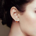 Peach Sapphire Stud Earrings by Fine Color Jewels