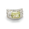 Emerald Cut Lemon Quartz Silver Filigree Ring