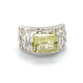 Emerald Cut Lemon Quartz Silver Filigree Ring by Fine Color Jewels