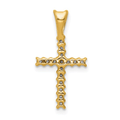 14K Gold Pave Diamond Cross Pendant by Fine Color Jewels