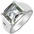 5.71 Carat Genuine Green Amethyst & White Diamond .925 Sterling Silver Ring by Bids.com