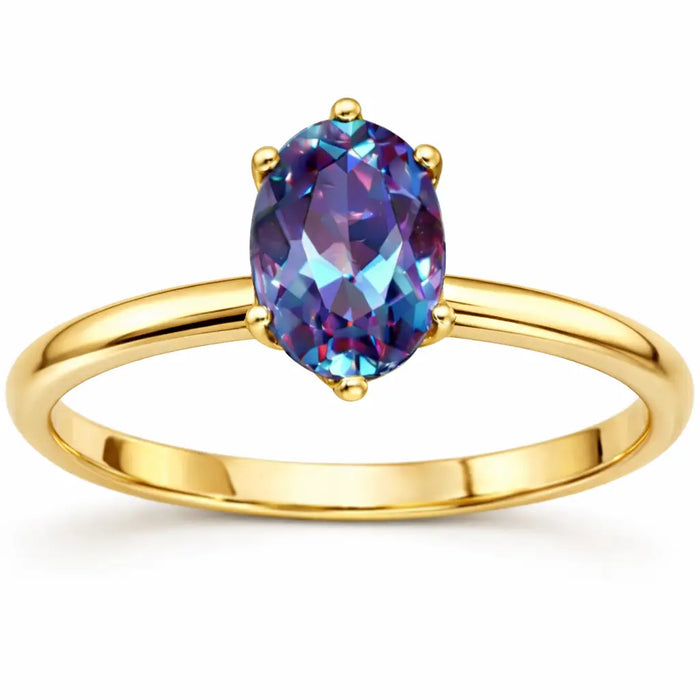 22k Gold Vermeil Alexandrite Solitaire Ring by Fine Color Jewels