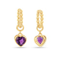 22k Gold Vermeil Amethyst Heart Hoop Earrings by Fine Color Jewels