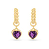 22k Gold Vermeil Amethyst Heart Hoop Earrings