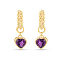 22k Gold Vermeil Amethyst Heart Hoop Earrings by Fine Color Jewels