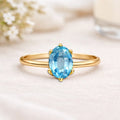 22k Gold Vermeil Blue Zircon Solitaire Ring by Fine Color Jewels