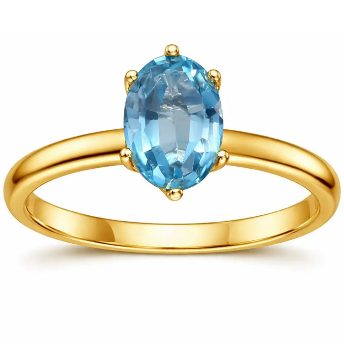 22k Gold Vermeil Blue Zircon Solitaire Ring by Fine Color Jewels