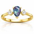 22k Gold Vermeil Created Alexandrite Three Stone Ring by Fine Color Jewels