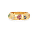 22k Gold Vermeil Diamond and Multi-Gemstone Heart Band Ring by Fine Color Jewels