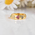 22k Gold Vermeil Diamond and Multi-Gemstone Heart Band Ring by Fine Color Jewels