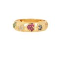 22k Gold Vermeil Diamond and Multi-Gemstone Heart Band Ring by Fine Color Jewels