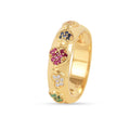 22k Gold Vermeil Diamond and Multi-Gemstone Heart Band Ring by Fine Color Jewels
