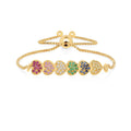 22k Gold Vermeil Diamond and Multi-Gemstone Heart Bolo Bracelet by Fine Color Jewels