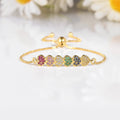 22k Gold Vermeil Diamond and Multi-Gemstone Heart Bolo Bracelet by Fine Color Jewels
