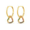 22k Gold Vermeil Diamond and Multi-Gemstone Heart Hoop Earrings