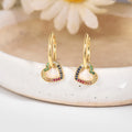 22k Gold Vermeil Diamond and Multi-Gemstone Heart Hoop Earrings by Fine Color Jewels