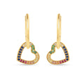 22k Gold Vermeil Diamond and Multi-Gemstone Heart Hoop Earrings by Fine Color Jewels