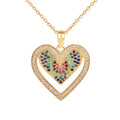 22k Gold Vermeil Diamond and Multi-Gemstone Heart Necklace by Fine Color Jewels