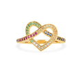 22k Gold Vermeil Diamond and Multi-Gemstone Infinity Heart Ring by Fine Color Jewels