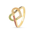 22k Gold Vermeil Diamond and Multi-Gemstone Infinity Heart Ring by Fine Color Jewels