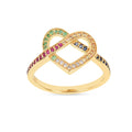 22k Gold Vermeil Diamond and Multi-Gemstone Infinity Heart Ring by Fine Color Jewels