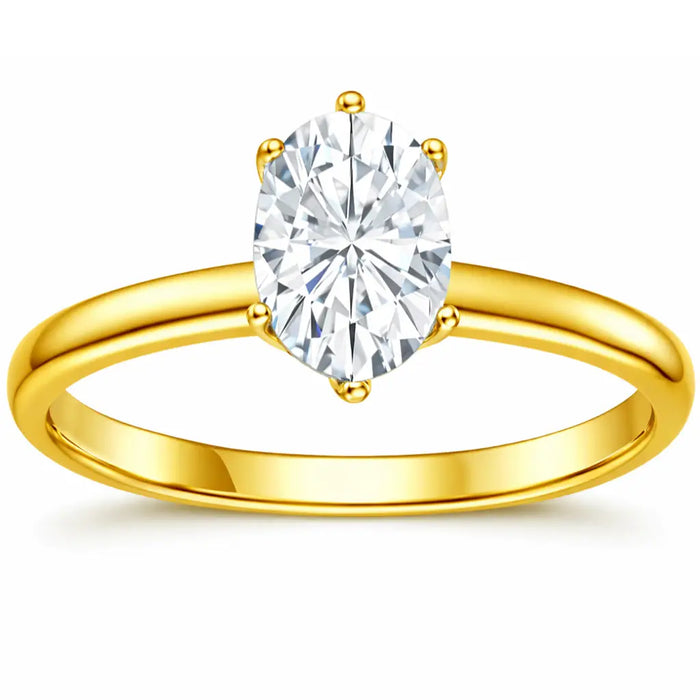 22K Gold Vermeil Moissanite Solitaire Ring by Fine Color Jewels