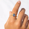 22k Yellow Gold Vermeil Gold Oval Alexandrite Pave Solitaire Ring by Fine Color Jewels