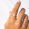 22k Yellow Gold Vermeil Oval Moissanite Pave Solitaire Ring by Fine Color Jewels