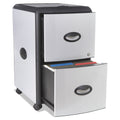 Storex Mobile Filing Cabinet with Metal Siding and Top-Drawer Organizer Tray, 2 Letter File Drawers, Silver/Black, 19" x 15" x 23"