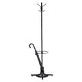 Safco Metal Costumer with Umbrella Holder, Four Ball-Tipped Double-Hooks, 21w x 21d x 70h, Black