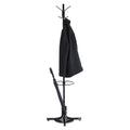Safco Metal Costumer with Umbrella Holder, Four Ball-Tipped Double-Hooks, 21w x 21d x 70h, Black