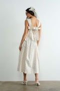 Margot Retro Bow Tie Back Smocked Midi Dress by Boutique 23