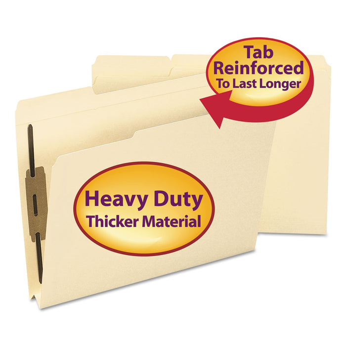 Smead Top Tab Manila Expansion Fastener Folders, 1.5" Expansion, 2 Fasteners, Letter Size, Manila Exterior, 50/Box