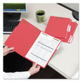 Smead WaterShed CutLess Reinforced Top Tab Fastener Folders, 2 Fasteners, Letter Size, Red Exterior, 50/Box