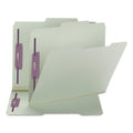Smead Recycled Pressboard Folders with Two SafeSHIELD Coated Fasteners, 2" Expansion, 2/5-Cut: R of C, Letter, Gray-Green, 25/Box