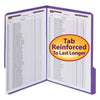 Smead WaterShed CutLess Reinforced Top Tab Fastener Folders, 2 Fasteners, Letter Size, Purple Exterior, 50/Box