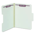 Smead SuperTab Pressboard Fastener Folders with SafeSHIELD Coated Fasteners, 2 Fasteners, Letter Size, Gray-Green Exterior, 25/Box
